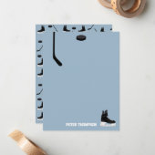 ダスティブルーアイスホッケースティック、スケートパック誕生日 ノートカード (正面/裏面インサイチュ)