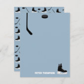 ダスティブルーアイスホッケースティック、スケートパック誕生日 ノートカード (正面/裏面)