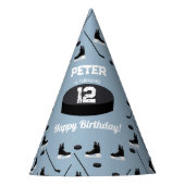 ダスティブルーアイスホッケースティック、スケートパック誕生日 パーティーハット (正面)