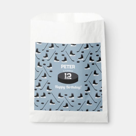ダスティブルーアイスホッケースティック、スケートパック誕生日 フェイバーバッグ (正面)