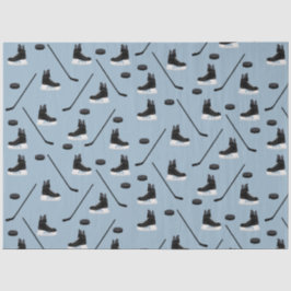 ダスティブルーアイスホッケースティック、スケート&パックパターン 薄葉紙