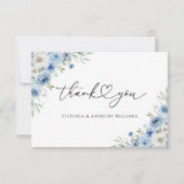 ダスティブルーアイボリーブライダルシャワーフラットサンキューカード サンキューカード (正面)