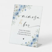 ダスティブルーアイボリーブライダルシャワーミモサバー標識 台座サイン (正面)