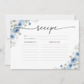 ダスティブルーアイボリーブライダルシャワーラージレシピ 招待状 (正面)