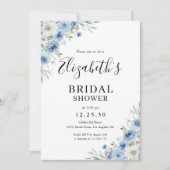 ダスティブルーアイボリーブライダルシャワー招待 招待状 (正面)