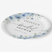 ダスティブルーアイボリーブライダルシャワー紙プレート ペーパープレート (アングル)