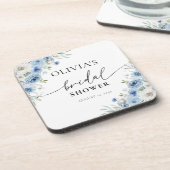 ダスティブルーアイボリーブライダルシャワー飲料用コースター コースター (左側)