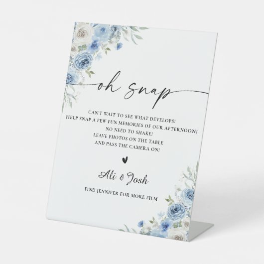 ダスティブルーアイボリーブライダルシャワーOhスナップサイン 台座サイン (正面)