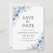 ダスティブルーアイボリー日付カードの保存 セーブザデート (正面)