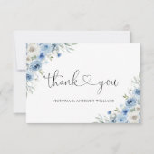 ダスティブルーアイボリー結婚のセレモニーFlat Thank You サンキューカード (正面)