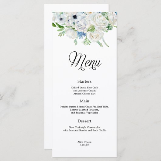 ダスティブルーアイボリー結婚フローラのメニュー メニュー (正面/裏面)