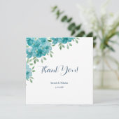 ダスティブルーアエレガントントミントフローラウォーターカラーアート サンキューカード (スタンド正面)