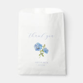 ダスティブルーアジサイありがとう結婚式の引き出物バッグ フェイバーバッグ (正面)