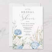 ダスティブルーアジサイフローラブライダルシャワー 招待状 (正面)