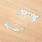 ダスティブルーアジサイブライダルシャワー アクリル招待状 (レイダウン)