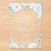 ダスティブルーアジサイブライダルシャワー アクリル招待状 (正面)