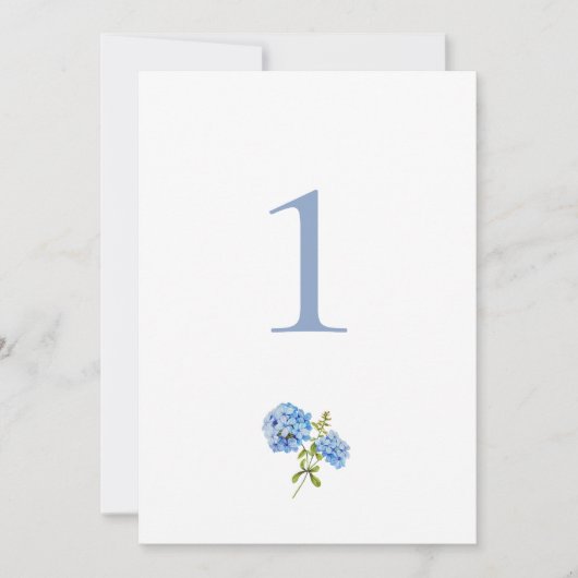 ダスティブルーアジサイ結婚テーブルズフラットカード シーズンカード (正面)