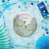 ダスティブルーアジサイ花束 ペーパープレート (パーティー)