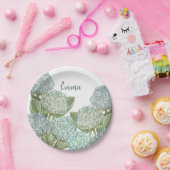 ダスティブルーアジサイ花束 ペーパープレート (パーティー)