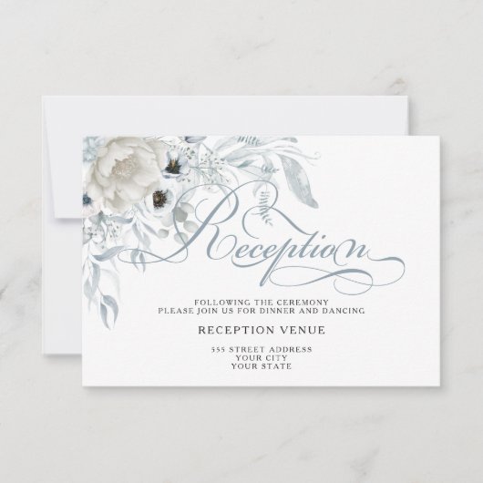 ダスティブルーアネモネピーニーフローラ 招待状 (正面)