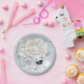 ダスティブルーアネモンクリーム牡丹フローラ ペーパープレート (パーティー)