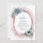 ダスティブルーアンドバラ金ゴールドグリッターバプテスマ 招待状 (正面)