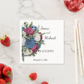 ダスティブルーアンドバーガンディフローラナプキン スタンダードカクテルナプキン (インサイチュ)