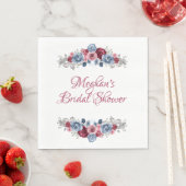 ダスティブルーアンドバーガンディブライダルシャワーナプキンス スタンダードランチョンナプキン (インサイチュ)