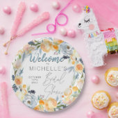 ダスティブルーアンドピーチフローラブライダルシャワー ペーパープレート (パーティー)