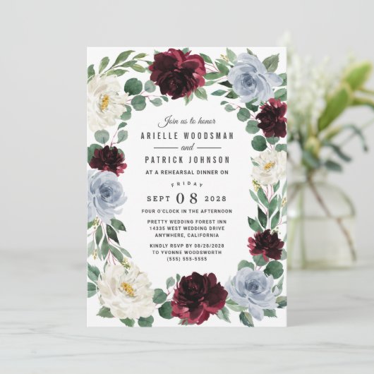 ダスティブルーアンドブルゴーニュボホ秋リハーサルディナー 招待状 (スタンド正面)