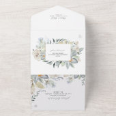 ダスティブルーアンドホワイトフローラ |結婚  オールインワン招待状 (外側)