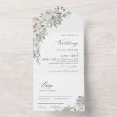 ダスティブルーアンドホワイトフローラ |結婚  オールインワン招待状 (内側)
