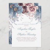 ダスティブルーアンドマウヴフローラ婚約パーティ 招待状 (正面/裏面)