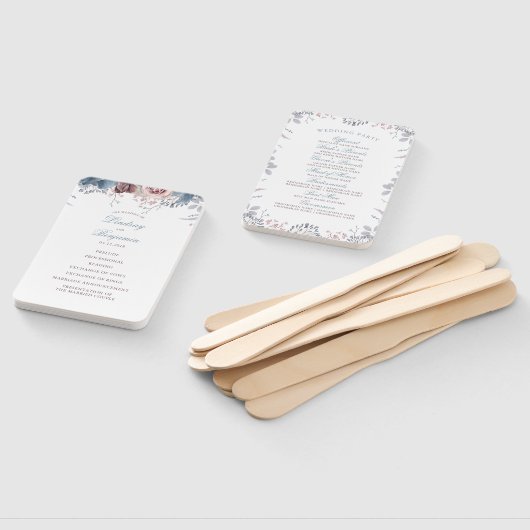 ダスティブルーアンドマウヴフローラ結婚式 プログラム ハンドファン (組立なし)