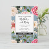 ダスティブルーアンド赤面カントリーウエディング招待状 招待状 (スタンド正面)