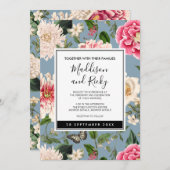 ダスティブルーアンド赤面カントリーウエディング招待状 招待状 (正面/裏面)