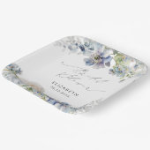 ダスティブルーアンド赤面ピンクフローラブライダルシャワー ペーパープレート (傾斜あり)