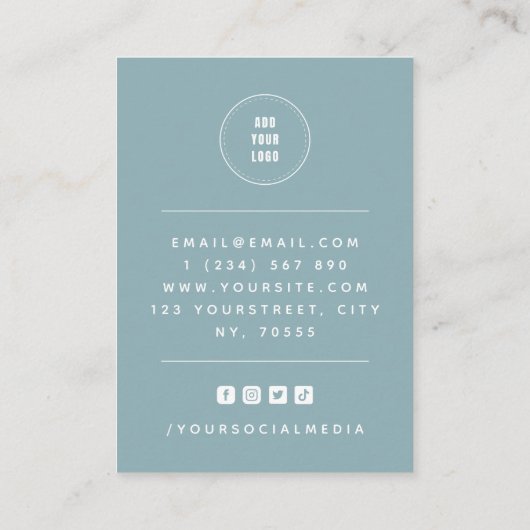 ダスティブルーアーチロゴを追加ジュエリーイヤリングディスプレイ 名刺 (裏面)