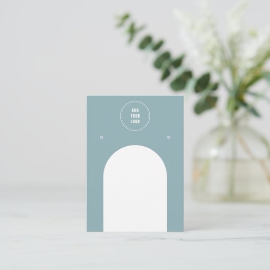 ダスティブルーアーチロゴを追加ジュエリーイヤリングディスプレイ 名刺 (スタンド正面)