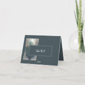 ダスティブルーアートデコ華美フレームのシーティングカード サンキューカード (裏面)