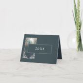 ダスティブルーアートデコ華美フレームのシーティングカード サンキューカード (正面)