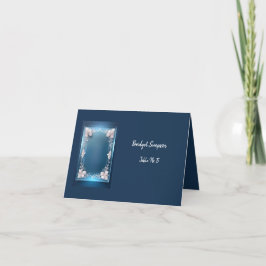 ダスティブルーアートデコ華美フレームのシーティングカード サンキューカード