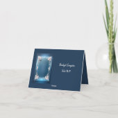 ダスティブルーアートデコ華美フレームのシーティングカード サンキューカード (裏面)