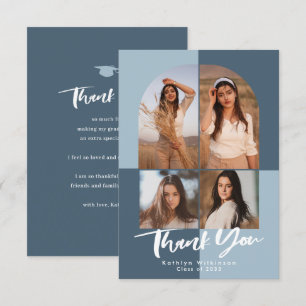 ダスティブルーアーモダンチ4写真卒業 サンキューカード