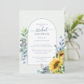 ダスティブルーイエローサンフラワーブライダルシャワー 招待状 (スタンド正面)