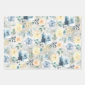 ダスティブルーイエローピーニーユーカリフローラガーデン ラッピングペーパーシート (正面3)