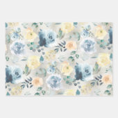 ダスティブルーイエローピーニーユーカリフローラガーデン ラッピングペーパーシート (正面3)