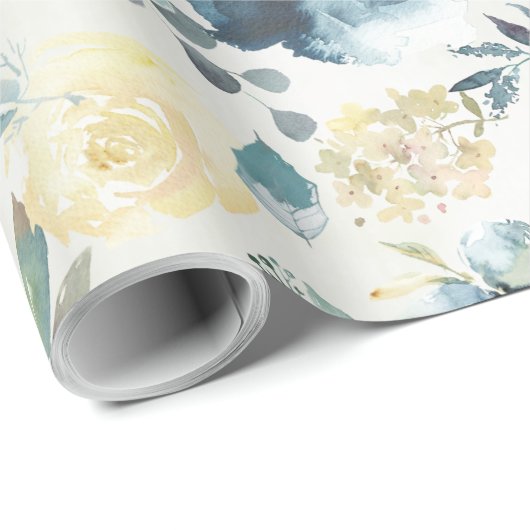 ダスティブルーイエローピーニーユーカリフローラガーデン ラッピングペーパー (ロールコーナー)