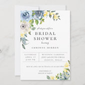 ダスティブルーイエローボタニカルフローラブライダルシャワー 案内状 (正面)