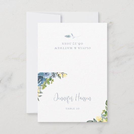 ダスティブルーイエローボタニカル結婚ズ座席表 招待状 (正面)